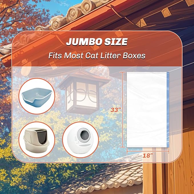 45-Pack KYOYA Litter Box Liners - Heavy Duty, Large, Tear Resistant Cat Litter Liners - Drawstring Cat Litter Bags Liners - Jumbo, Unscented