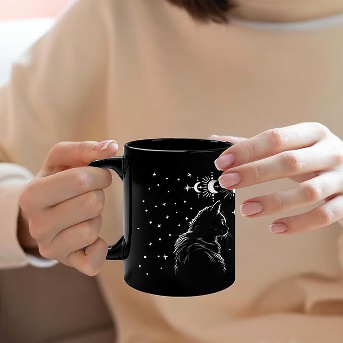 Black Cat Mug - Cat Lover Gifts For Women, Funny Goth Coffee Mug - Witchy Gifts For Women & Goths (11Oz)
