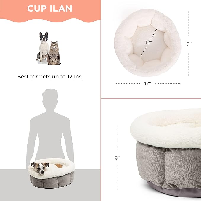 Best Friends by Sheri Cuddle Cup Ilan Cozy Microfiber Cat and Dog Bed in Standard Gray