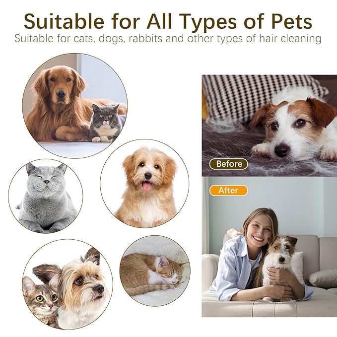 5 in 1 Cat Care Set, Hair Brush with Release Button, Deshedding Brush for Long and Short Haired Cats, Purple