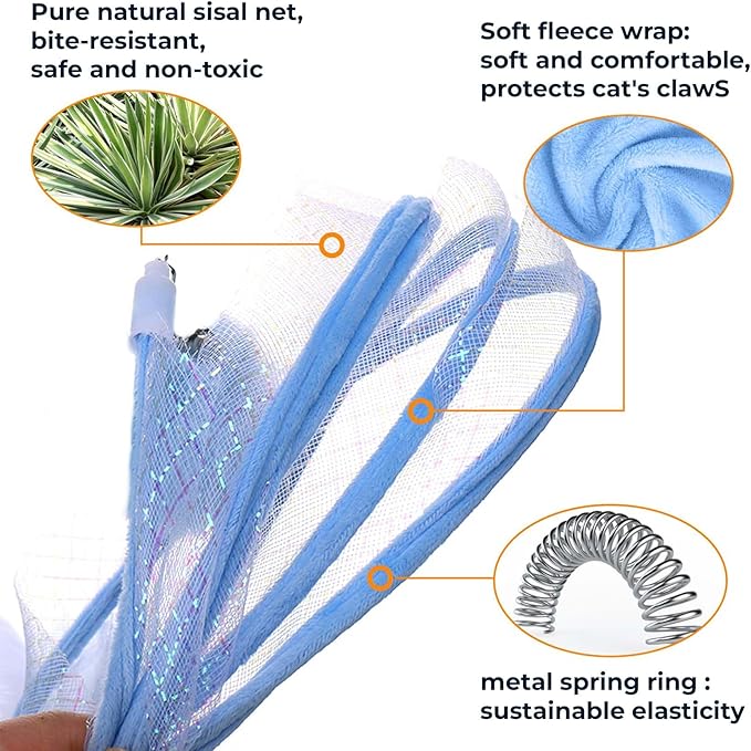 Cat Tunnel - Interactive S Type Folded Spring Toy, for Indoor Cats,Kitties, Rabbit and Small Puppy, Blue