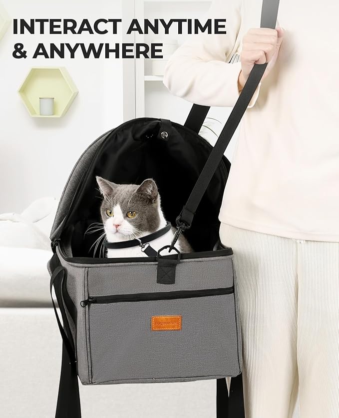 BurgeonNest Top-Expandable Large Cat Carrier, Soft Sided Cat Bag Carrier for Medium Large Cat 15 lbs, Upgrade Small Dog Car Seat, Collapsible Puppy Travel Bag with Semi-Open Mode Canopy