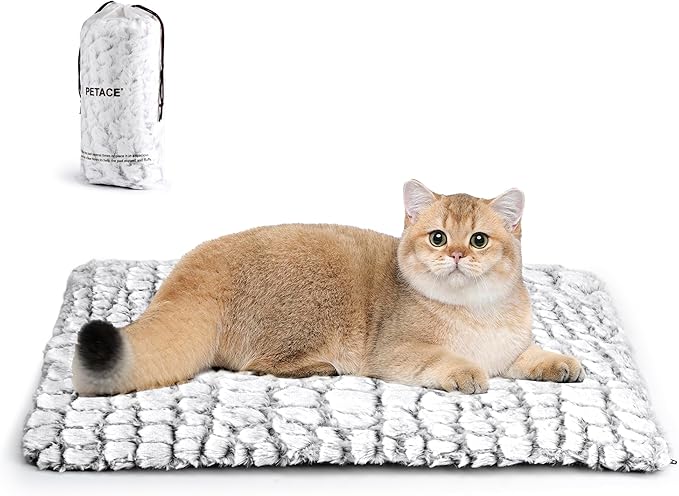 Self Warming Cat Bed, 24" x 18" Ultra Soft Cat Dog Pet Heating Pad for Indoor Outdoor, Non-Slip Heated Cat Mat Thermal Blanket