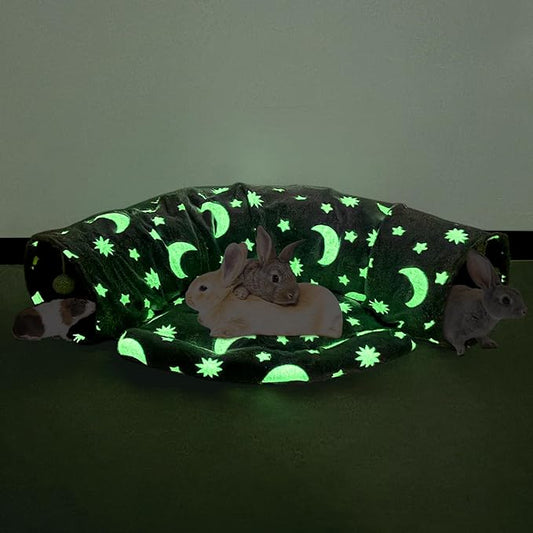 BWOGUE Bunny Tunnel Bed, 2-in-1 Collapsible Tunnel Tubes Toys with Removable Mat Hideout for Cats Kittens Rabbits Guinea Pigs Kitty