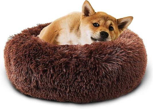 Dog Bed Comfiest Indoor Calming Waterproof Bedding Washable Fluffy Chew Proof Self Warming Cozy for Small Pets at Home Coffee