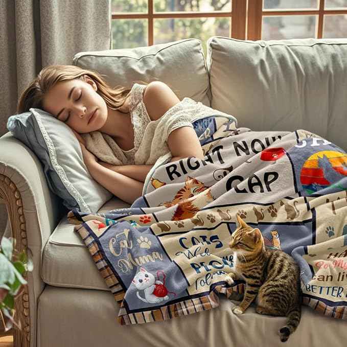 Cat Mom Gifts, Cat Lover/Lady Gifts for Women, Cats Presents for Women Throw Blanket 50"x60"