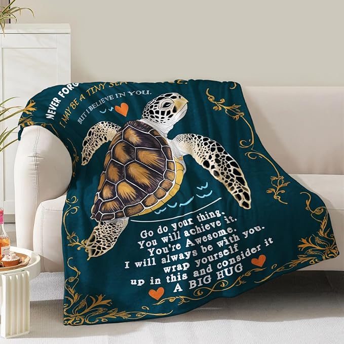 Sea Turtles Blanket Gifts for Women Girls Boys Kids Adult Teen Birthday Christmas Valentine Positive Ocean Animal Present Decor Bedroom Living Room Couch Bed Sofa Soft Cozy Plush Flannel Throw 60"x50"