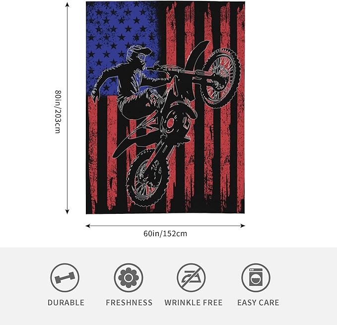 Motocross Flag Soft Throw Blanket Flannel Fleece Blankets Warm Cozy Lightweight Fuzzy Blanket for Bed Sofa Couch Home Decor 80"X60"