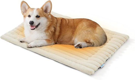 Luxury Soft Self Warming Cat Bed, Thermal Warm Medium Dog Pad for Indoor & Outdoor, Washable Pet Mat with Non-Slip Bottom (Beige)