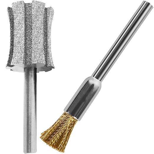 Anti-Clogging Pet Nail Grinder Bit Sawtooth Tip, Faster Cooling Diamond Dog Nail Grinding Head with Steel Brush for 1/8" Dremel Rotary Tools & Many Brands for Small Medium Large & Anxious Dogs