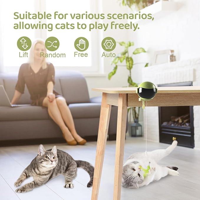 jovani Cat Toys Hanging Door Automatic Cat Toy Interactive Elastic Rope with Feather & Other Two Toys, Cat Catching Game Door Hanger