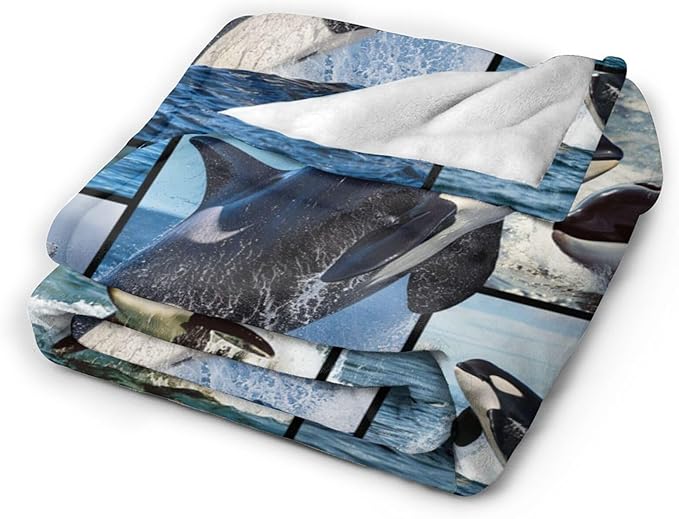 Whale Blanket Funny Whale Throw Blanket Ocean Animals Stuff Merch Cozy Print Flannel Fleece Soft Plush Fuzzy Warm Lightweight Bedding Whale Gifts for Women Girls Men Kids 50"X40"
