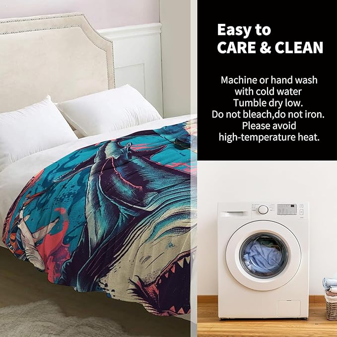 Shark Blanket Gifts for Women Girls Mom Kids Adults Teen Birthday Christmas Valentine Presents Ocean Animal Theme Decor Home Bedroom Living Room Sofa Couch Soft Cozy Plush Fuzzy Flannel Throw 60"x50"