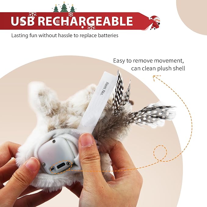 Gigwi Flapping Bird Cat Toys Lifelike Sandpiper Chirp Tweet Interactive Cat Toy, Rechargeable Cat Toy For Bored Indoor Cat, Automatic Cat Toy Best Gift For Birthday, Thanksgiving, Christmas, New Year