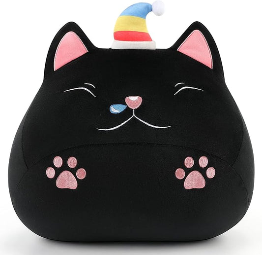 Weighted Cat Stuffed Animal, 13 Inch Drowsy Black Cat Cute Plushie Toy, 2lbs Kitten Plush Toys Soft Stuffed Animal Pillow, Gift for Kids, Teens, and Adults