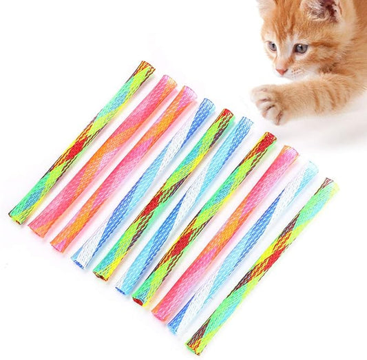 Cat Spring Tube Toy, 10Pcs Freely Folding Spring Shape Multi Color Cat Bouncing Toy Fun Pet Action Interactive Toys
