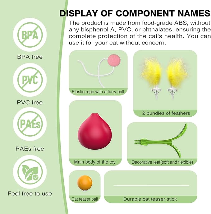 Zaabaazona 2-in-1 Cat Toy, Interactive Cat Toy for Indoor Cats Self-Righting Rocking Feather Cat Toy, Multi-Function Cat Ball Toy, Cat-Digging Hole Toy Suitable as a Birthday Gift