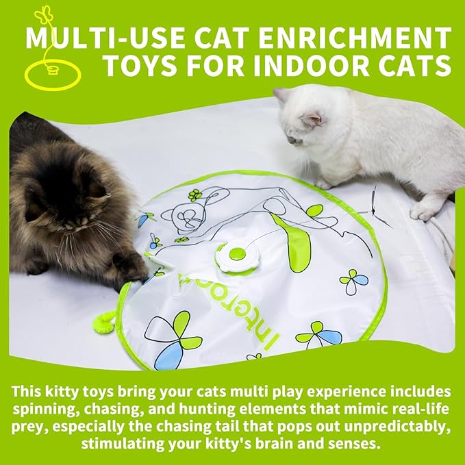 ALL FOR PAWS Interactive Cat Toy,3 in 1 Hide and Seek Cat Wand Toy, Fluttering Butterfly Cat Toy, Cat Toys Interactive for Indoor Cats, Kitten Supplies