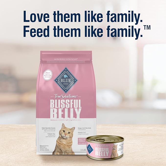 Blue Buffalo True Solutions Blissful Belly Digestive Care Natural Wet Food for Adult Cats, Chicken, 3-oz. Cans (24 Count)