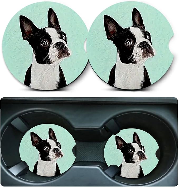 Car Coasters for Cup Holders,2 Pack Dog Car Coasters,2.75" Universal Size Anti Slip Rubber Mat,Automotive Cup Holder Decal Decor Accessories,Dog Gifts for Women,Men,Mom