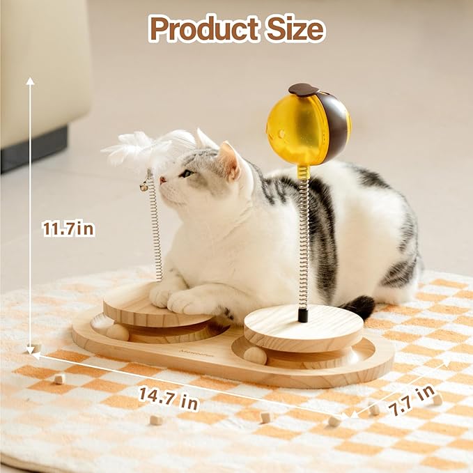 MEWOOFUN Cat Toy, Interactive Cat Toys for Indoor Cats and Kittens, Cat Treat Toy with Circle Ball Track