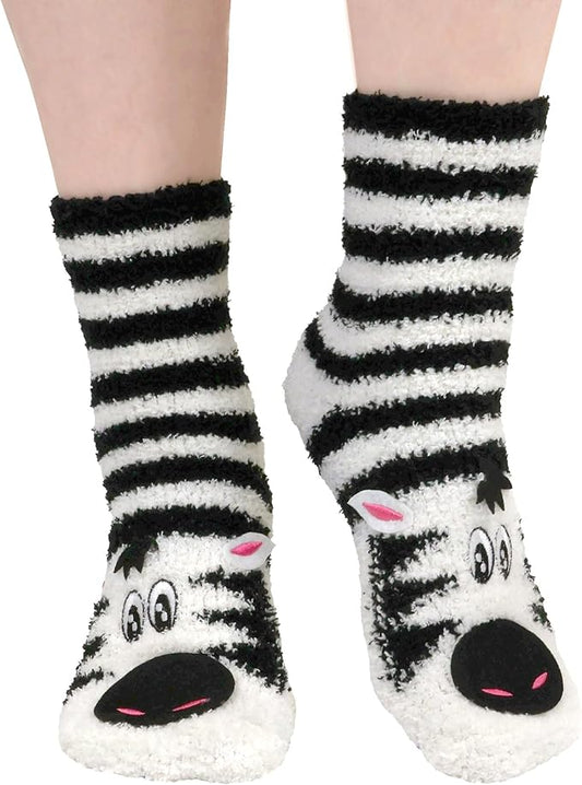 BambooMN Super Soft Warm Cute Women's Animal Non-Slip Fuzzy Fluffy Crew Winter Home Socks