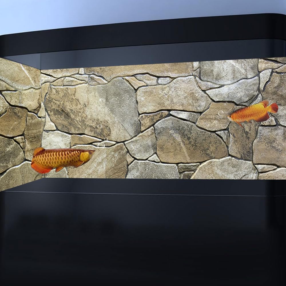 36X24IN Marble Aquarium Background, Art Marble Aquarium Background, Natural Marble Glass Terrarium Background with 8 EVA Double-Sided Tape