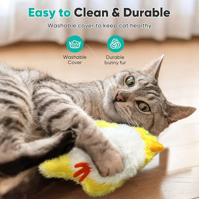 Petbobi Cat Toys Flapping Bird - Lifelike Parrot Interactive Cat Toy with Catnip, Exercise Toy for Bored Indoor Cats, Rechargeable Motion Activated Chirping Kitten Toy for All Breeds Cat