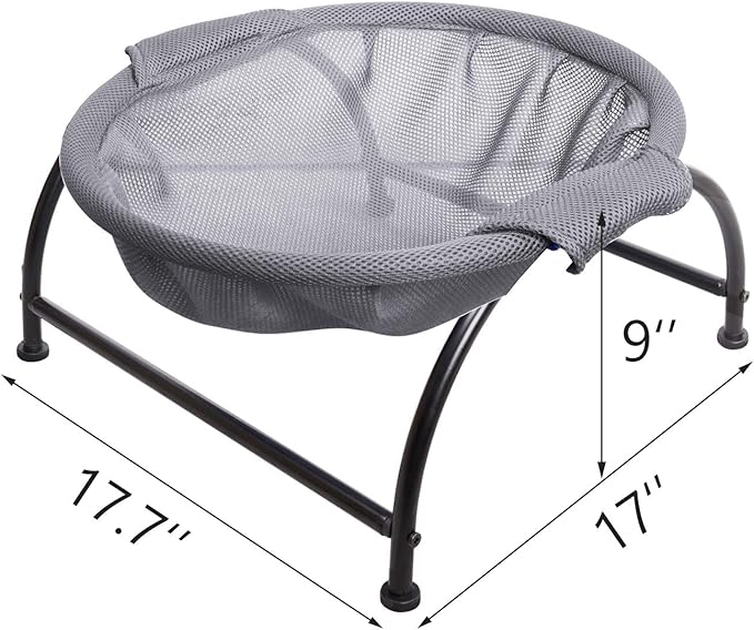 MeowWoof Cat Hammock Bed, Elevated Cat Stand Bed, Washable Pet Sleep Bed Supplies for Kitten Puppy (Gray Orange)