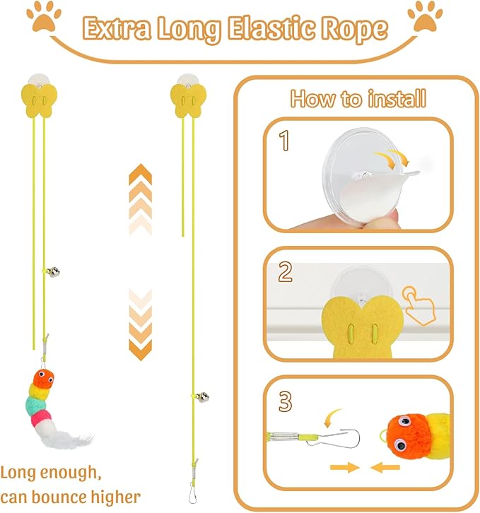 Interactive Cat Feather Toys Cat Teaser Wand Set and Hanging Cat Door Toys with 13pcs Cat Feather Replacement Toys Mice, Cat Toys Kitten Toys for Indoor