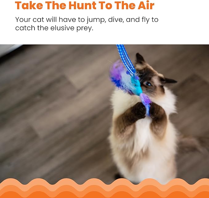 Catstages Tail Teaser Air Prey Play Wand with Catnip Toy Attachments Interactive Cat Wand