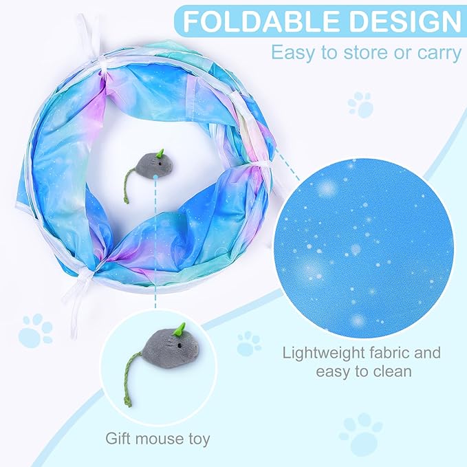Cat Tunnels for Indoor Cats S-Shape Cat Tunnel Cute Cat Toys Foldable Cat Tube with Mouse Toy Funny Cat Stuff