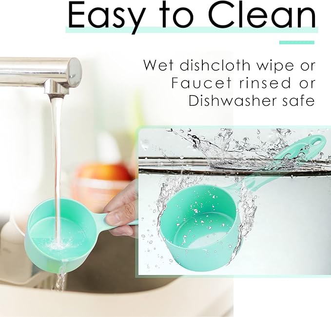 Super Design 1/2 Cup Dog Food Scoop for Container Melamine Measuring Scoop for Dogs Cats Birds and Rabbits Pet Food Feeding Scoop Dishwasher Safe - Baby Green