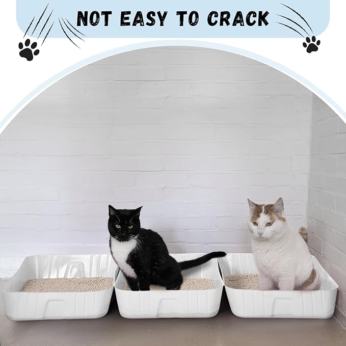 Bokon 25 Pcs Disposable Litter Boxes for Cats Plastic Cat Litter Tray Kitten Litter Pan for Kitty Rabbit Guinea Pig Hamster Pets Supplies Travel Home Toilet, 15.7 x 11.8 x 3 Inches (White)