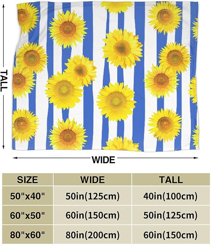 Fuzzy Throw Blanket 350 GSM Fleece Ultra-Soft Microfiber Blanket for Adults Kids Gift Couch, Sofa, Bed Sunflower 80"x60"