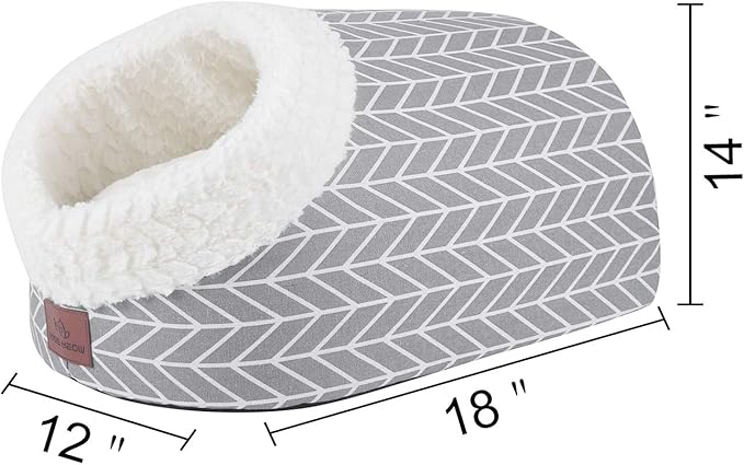 Cat Bed for Indoor Cats,Medium Large Cats Cave Bed,Machine Washable Slip Resistant Bottom,Ultra Soft Plush Cushion (Gray Arrow Cave)