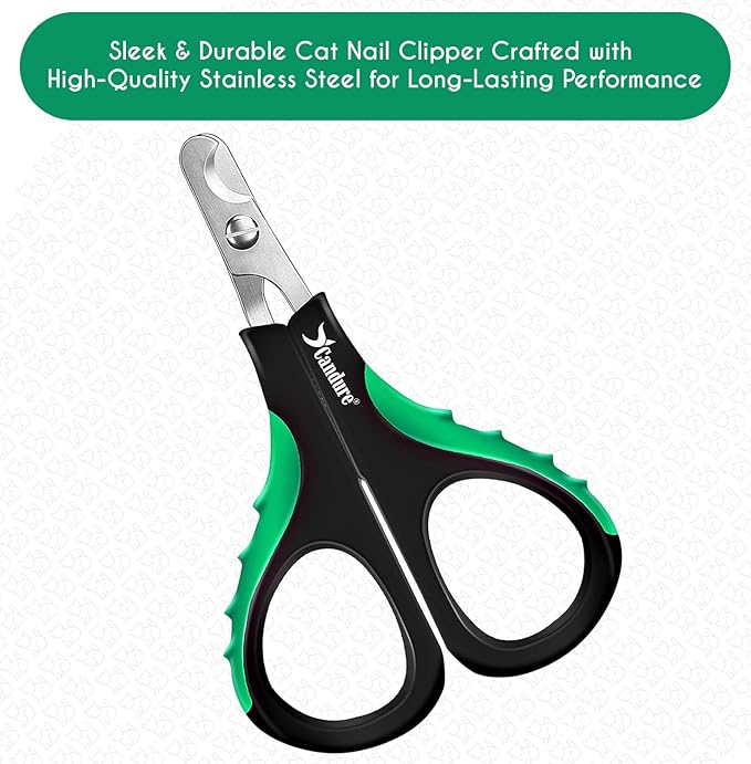Candure Cat Nail Clippers for Indoor Cats, Rabbits, Hamsters, Birds with Precise Angled Edges to Ensure Easy & Safe Trimming Stainless Steel Cat Nail Trimmer for at-Home Cat Grooming