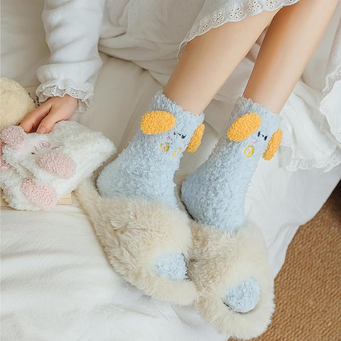 Benefeet Sox Funny Animal Fuzzy Socks for Women Girls - Cute Fluffy Slippers, Cozy Warm Winter Plush Sleeping Socks