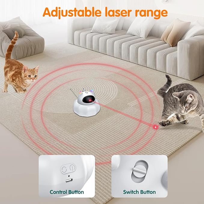 VIWIK Cat Laser Toy Automatic, 4-in-1 Interactive Cat Toys for Indoor Cats, Hide and Seek Kitten Wand Toy, Electronic Kitten Toys with Moving Feather, Stocking Stuffers, for Cat Lovers