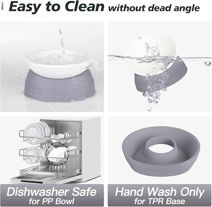 4Pcs Cat Bowls Elevated Cat Food Bowl Adjustable Cat Dish Anti-Slip and Anti-Noise Raised Cat Bowl Protecting Pet’s Spine Thickened Plastic Bowl Suitable for Indoor Cats, 17 Oz