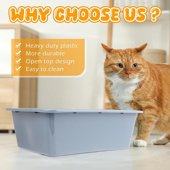 3 Pcs Small Kitten Litter Box Cat Litter Pan Plastic Open Cat Litter Box Waterproof Travel Toilet for Pet Cattery Small Medium Size Cats Puppies, Gray
