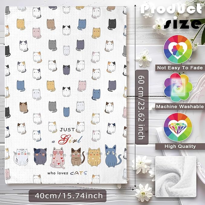 Cat Mom Gifts, Cat Towel,Gifts For Cat Lovers For Women,Decorative Kitchen Towels,Cute Dish Towels For Kitchen,Kitchen Hand Towels Decorative,Crazy Cat Lady Gifts,Cat Dish Towels,Cat Kitchen Towels
