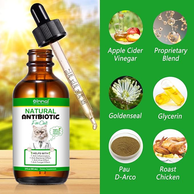 60ml Cat Antibiotics for Infections Antibiotics for Cats Cat Antibiotics Cat Immune Support Supplement Infection Antibiotics Natural Antibiotics for Cats Allergy Relief for Cats (60ml)