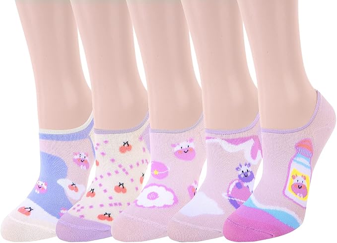 Benefeet Sox Womens Girls Cute No Show Liner Socks Non Slip Funny Patterned Low Cut Socks Novelty Cotton Loafer Footies Sock