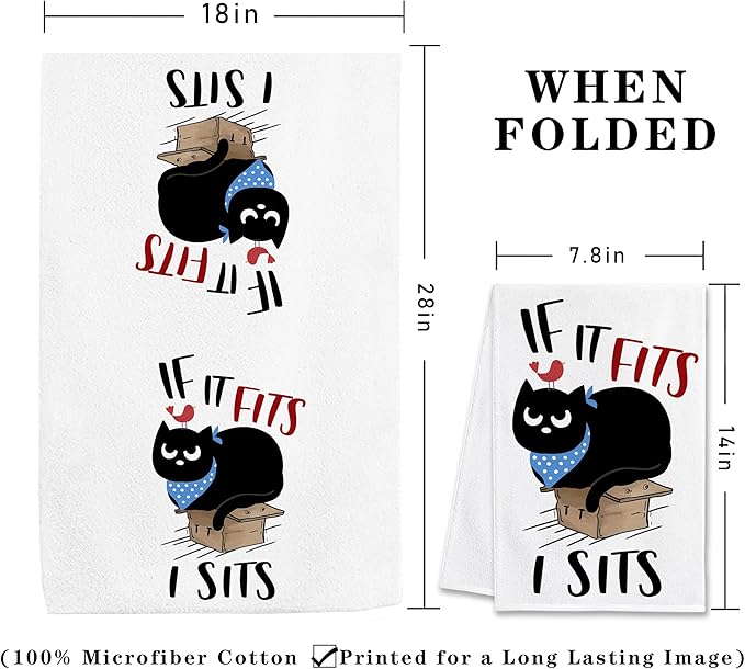 Bonsai Tree Cat Kitchen Towels Set of 4, Cat Lover Gifts for Mom Women, Cute Funny Dish Tea Towels Housewarming Gifts for New Home Decor