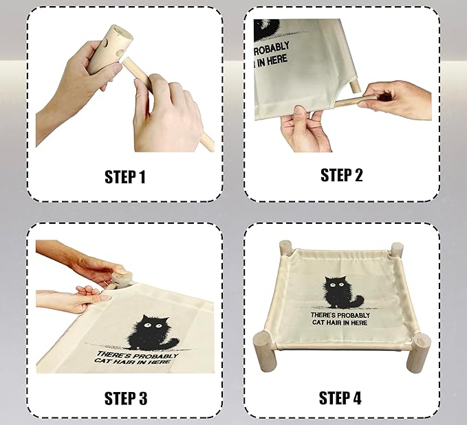 There's Probably Cat Hair in Here Cat Beds, Wooden Cat Beds for Indoor Cats, Small Animal Beds for All Seasons for All Seasons, Pet Beds, Elevated Cat Bed, Cat Hammock