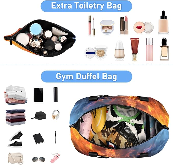 A Wolf Composed Of Starry Sky Travel Duffel Bag Waterproof Gym Sport Tote Bag Carry On Weekender Bag with Compartment