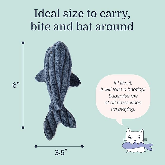 Hepper Whale Plush Toy - Safe, Quiet and Durable Cat Toys for Physical & Mental Stimulation - Unique Cat Toys Best for Kittens, Senior Cats & All Breeds - Indoor Cat Toys