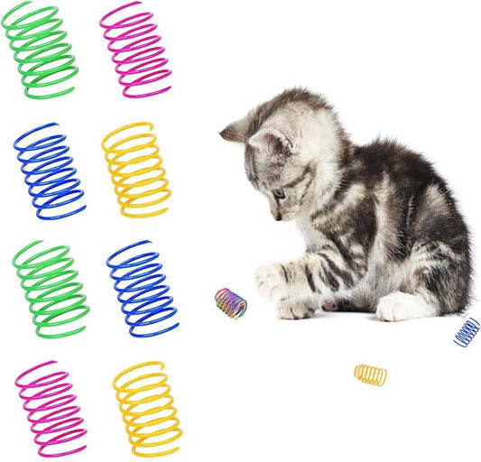 BenePoint Cat Spring Toys, Interactive Cat Toy for Swatting, Hunting,and Grinding Teeth, Durable Cat Springs for Indoor Cats to Promote Agility& Keep Fit, Plastic Cat Coil(8pcs)