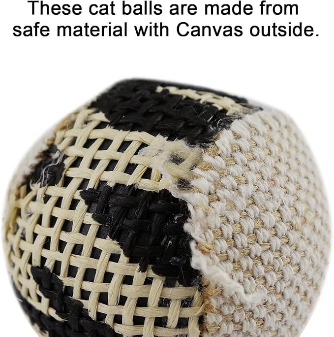 Canvas Cat Toys Balls, Cat Toys for Indoor Cats, Interactive Cat Chew Toys for Cat Kitty Kitten,4 Pack